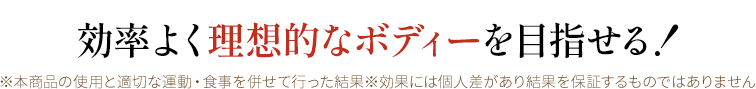 効率よく理想的なボディーを目指せる！※本商品の使用と適切な運動・食事を併せて行った結果※効果には個人差があり結果を保証するものではありません。